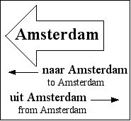 [a road sign pointing to Amsterdam]