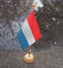 [A Dutch flag on the edge of a puddle of water]