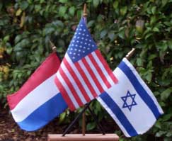 [The flags of Holland, the US and Israel]