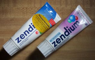 [two tubes of 'Zendium'  toothpaste]
